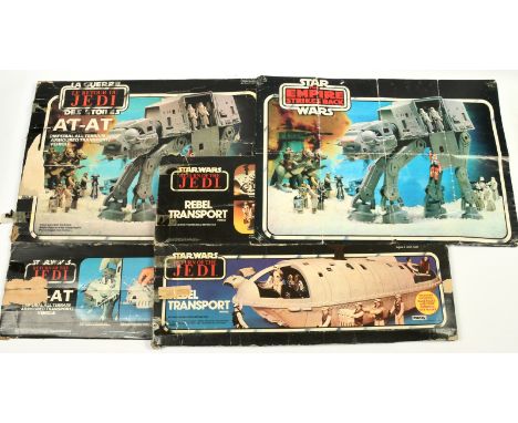 Palitoy Star Wars empty vintage AT-AT &amp; Rebel Transport boxes with poster. Condition poor to poor plus