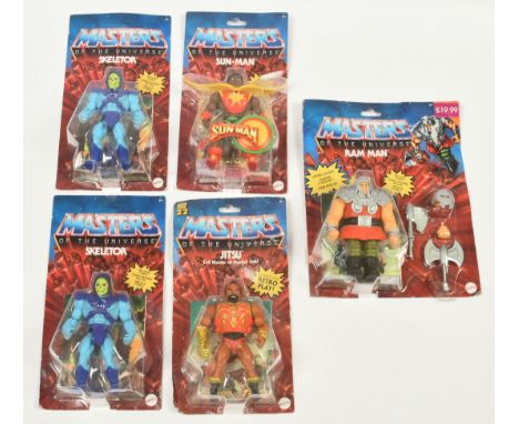 Quantity of Mattel Masters of the Universe &nbsp;modern reissue action figures, to include Skeletor, Sun-Man, Ram Man, Jitsu,