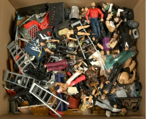 Quantity of Mattel &amp; Jakks Pacific modern loose WWE figures and accessories, to include Bray Wyatt, Roman Reigns, Seth Ro