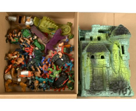 Quantity of Mattel Masters of the Universe loose vintage figures, vehicles &amp; Castle Grayskull, figures include Prince Ada