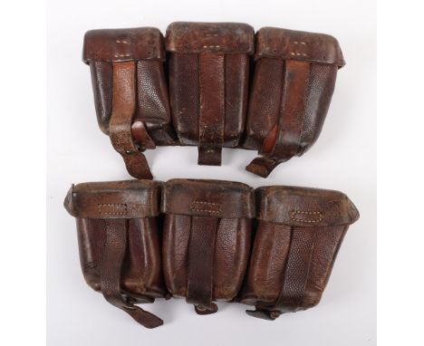 WW1 German Ammunition Pouches, fine miss-matched set of brown leather ammunition pouches with the original securing straps, b