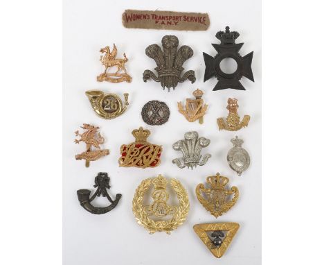 Miscellaneous British Badges, including Staffordshire Yeomanry arm badge, 26th Rifle Volunteers Bugle badge, Victorian Indian