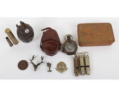 1918 Dated Prismatic Compass, blackened brass body which is engraved “W.O.GIBSON MELTON MOWBRAY”. Housed in its brown leather