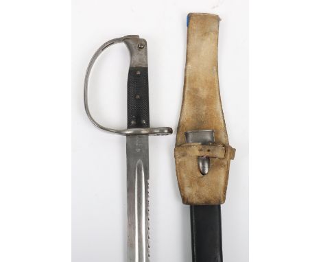 British Martini Henry 1879 Pattern Artillery Sword Bayonet, good untouched example having two piece chequered grips, steel “D