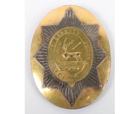 Hertfordshire Militia Shoulder Belt Plate, fine gilt oval shoulder belt plate with overlay of a eight pointed star and centre