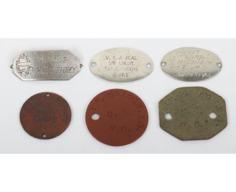 Group of Great War and Later Tank Corps &amp; Royal Tank Regiment Identity Discs, being private purchase and issue types, V A