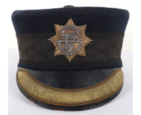 Post 1881 Leicestershire Regiment Officers Forage Cap, fine example of the peaked foraged cap in blue cloth with knotted butt