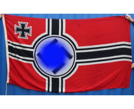 Large WW2 German Naval Battle Flag (Reichskriegsflagge) Reputed to have Been Flown on the Fortified House, Omaha Beach, Norma