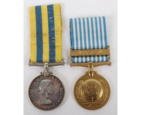 * Canadian Korean War Medal Pair, Queens Korea medal, Canadian issue in silver, named to “SH-4469 P.C.POLLOCK”, with unnamed 