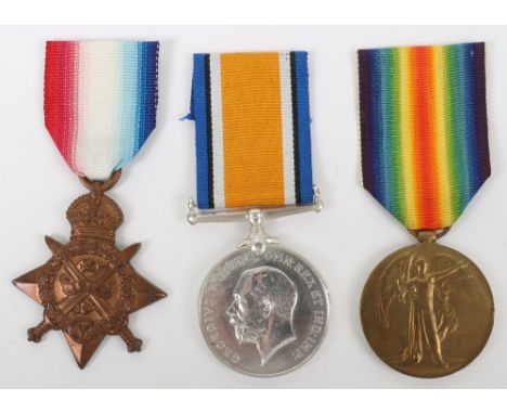 Great War 1914 Star Medal Trio 2nd Battalion Devonshire Regiment who Died of Wounds in May 1915, 1914 star, “9349 PTE. W.H. R