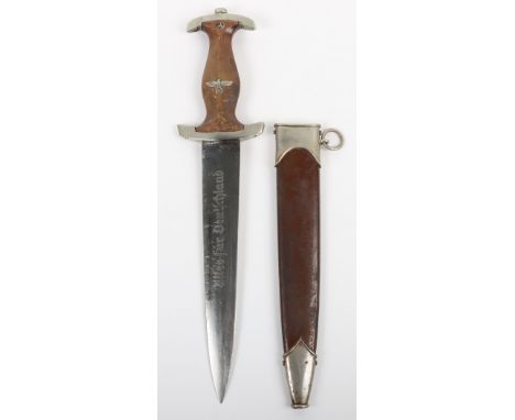 WW2 German SA Dress Dagger by Anton Wingen Jr Solingen, untouched example with its original wooden grip having nickel silver 