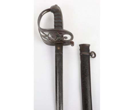 British 1827 Pattern Rifle Officers Sword of the 28th Cheshire Rifle Volunteers, regulation pattern officers sword with shagr