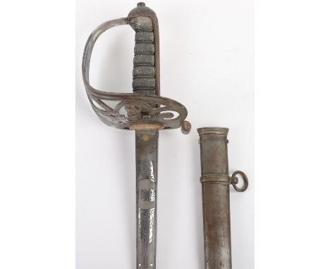 British 1827 Pattern Rifles Officers Sword of the Singapore Volunteer Rifles, fine regulation pattern sword with the hilt cov