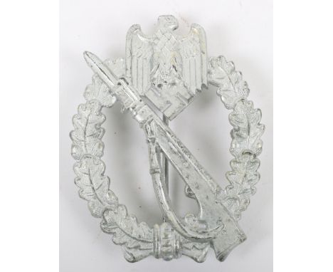WW2 German Army / Waffen-SS Infantry Assault Badge by Fritz Zimmerman Stuttgart, fine silver grade example with semi-hollow b
