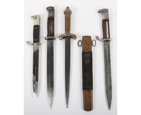 WW2 German Dress Bayonet by Robert Klass Solingen, with two piece chequered grips, plated blade with fuller to the back edge.