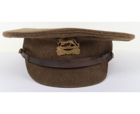 Rare WW1 British 1903 Pattern Other Ranks Peaked Cap, produced in khaki wool cloth with original Royal Berkshire regiment bra