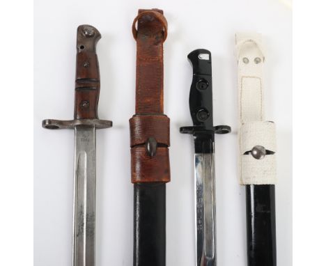 British Post WW2 L1A3 Bayonet, the blade has been highly polished and the hilt and scabbard have been painted gloss black for