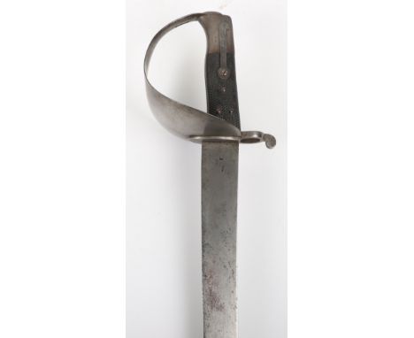 British 1859 Pattern Naval Cutlass Bayonet, good example having two piece black chequered grips, steel cutlass style guard wi