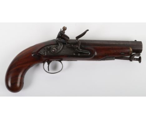 16-Bore Flintlock Holster Pistol by Wilson of London c.1820, signed heavy octagonal barrel,  signed bolted lock fitted with r