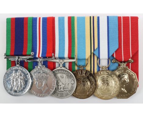 * Canadian Long Service Medal Group of Six Covering Service in WW2 and with the United Nations, Canadian Volunteer Service me