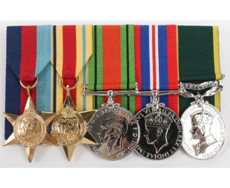 * WW2 Territorial Medal Group of 5 to the Royal Engineers, 1939-45 star, Africa star, Defence medal, War medal 1939-45 with a