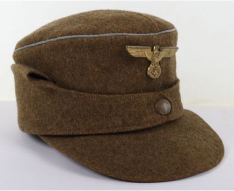 * Third Reich NSDAP / NPEA M-43 Begmutze Field Cap, fine example produced in brown wool with gilt metal NSDAP political cap e