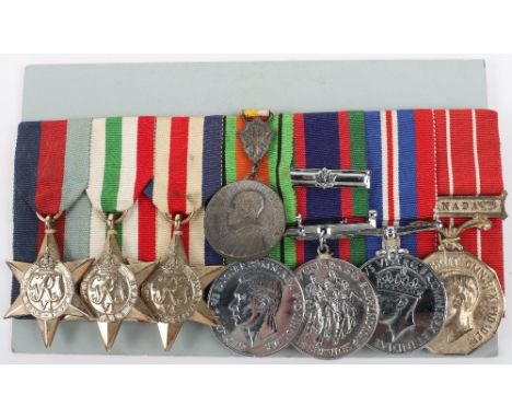 * WW2 Canadian Long Service Medal Group of 7, consisting of 1939-45 star, Italy star, France &amp; Germany star, Defence meda