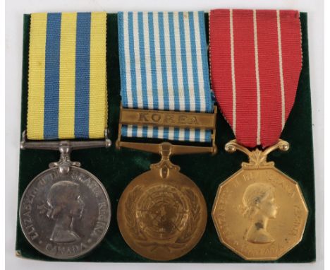 * Canadian Long Service Medal Group of Three, consisting Queens Korea medal Canadian issue “SM17892 J.G. BOWER”, United Natio