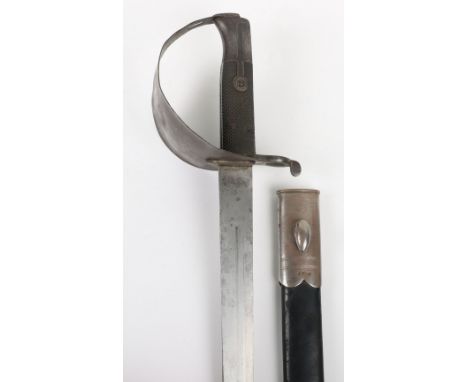 British Naval Cutlass Sword Bayonet, good untouched example having two piece black chequered grips, steel cutlass style guard