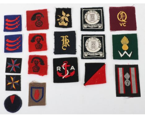 Royal Artillery Cloth Formation Signs, including 537th Searchlight Regiment RA, Royal Artillery felt diamond pagri / formatio