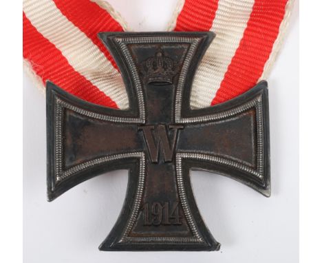 Imperial German 1914 Iron Cross 1st Class, untouched example in slightly convex form with dark patina to the finish. Reverse 