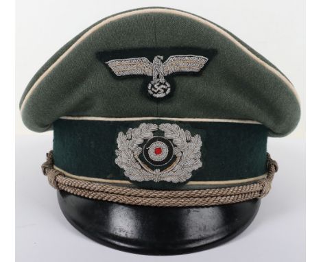 WW2 German Infantry Officers Peaked Cap with Documents and Awards of Ernst Schaffer, fine Infantry officers peaked cap constr