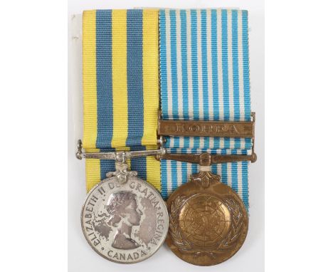 * Canadian Korean War Medal Pair, Queens Korea medal, Canadian silver issue and a United Nations Korea medal, pair court moun