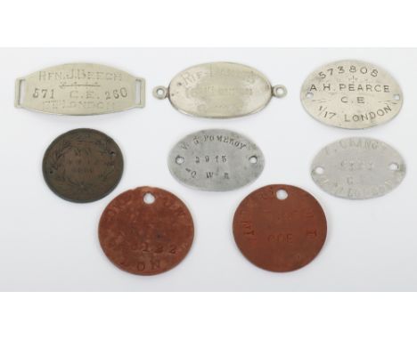 Grouping of Identity Discs of County of London Regiments, being private purchase and issue examples for R ORANGE 5363 15TH LO