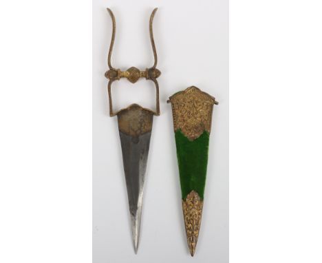 * Small Indian Dagger Katar Possibly Kutch c.1900, blade with swollen tip, silver damascened at forte with pricked decoration