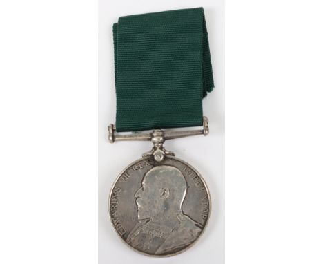 Edward VII Volunteer Long Service Medal Tynemouth Royal Garrison Artillery, impressed naming to “1842 CORPL. T. ALLEN. TYNEMO