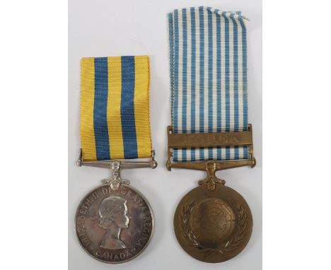 * Canadian Korean War Medal Pair, Queens Korea medal Canadian silver issue “SM-9228 D.H. ROONEY” with an unnamed United Natio