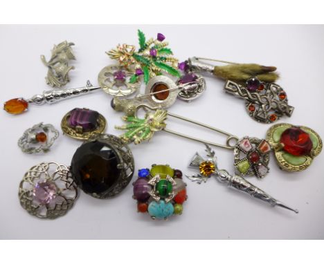 A collection of Celtic style brooches