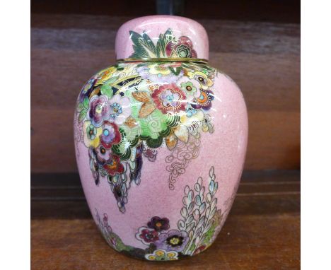 A Royal Winton Grimwades lustre lidded vase or ginger jar, 19cm