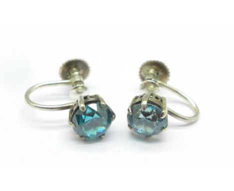 A pair of vintage screw back cubic zirconia set earrings