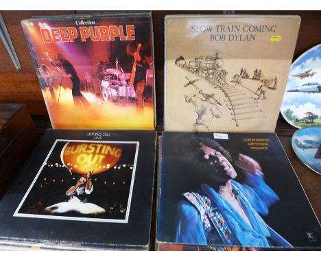 LP records, Jethro Tull, Beatles, Rolling Stones, Jimi Hendrix, Bob Dylan, Led Zeppelin, Deep Purple, etc.