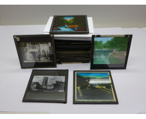 A collection of assorted lantern slides, 29 in total