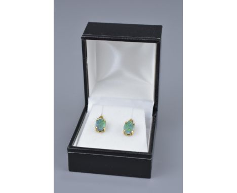 Gold 750 opal earrings, Total weight 2.2 gms.&nbsp;