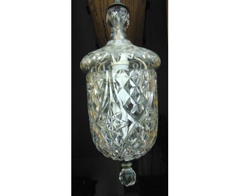 A cut glass lantern, 40 cm max