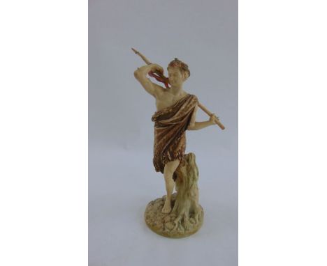 Royal Worcester blush ivory figure of a classical figure holding a spear, number 1440, date marked 1894, 25 cm tall