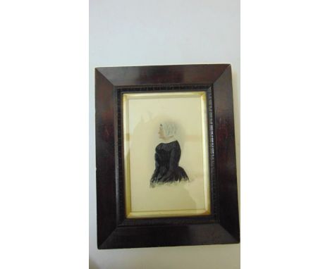 A mid 19th century watercolour portrait of an elderly woman in black dress and white bonnet in pencil, copy by Lambert Weston