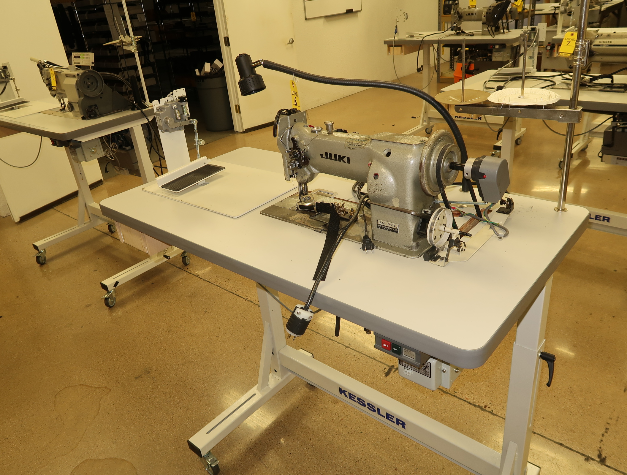 JUKI LU563 BINDER SEWING MACHINE W/1" FOLDER, LIMI SERVO NEEDLE