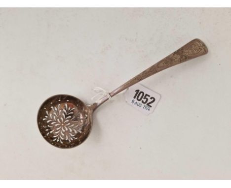 A Georgian sifter ladle with chased stem, London 1810 by AB, 51 g