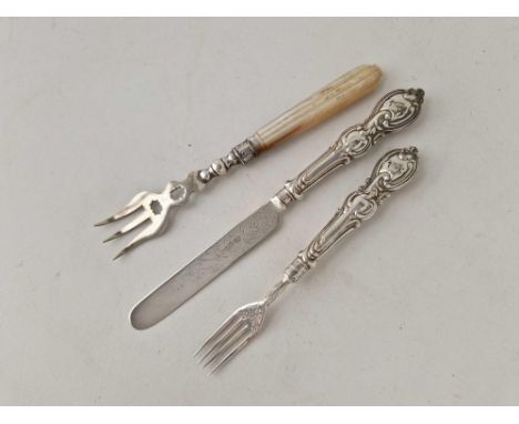 A Victorian bread fork with MOP handle and a child’s spoon and fork