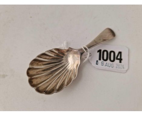 A caddy spoon with shell shaped bowl, London 1938
